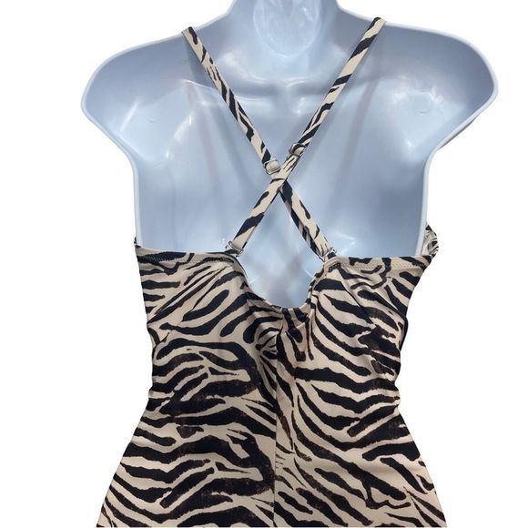H&M Zebra Print Shaping One-piece Swimsuit khaki Sz 12 US - Picture 8 of 10